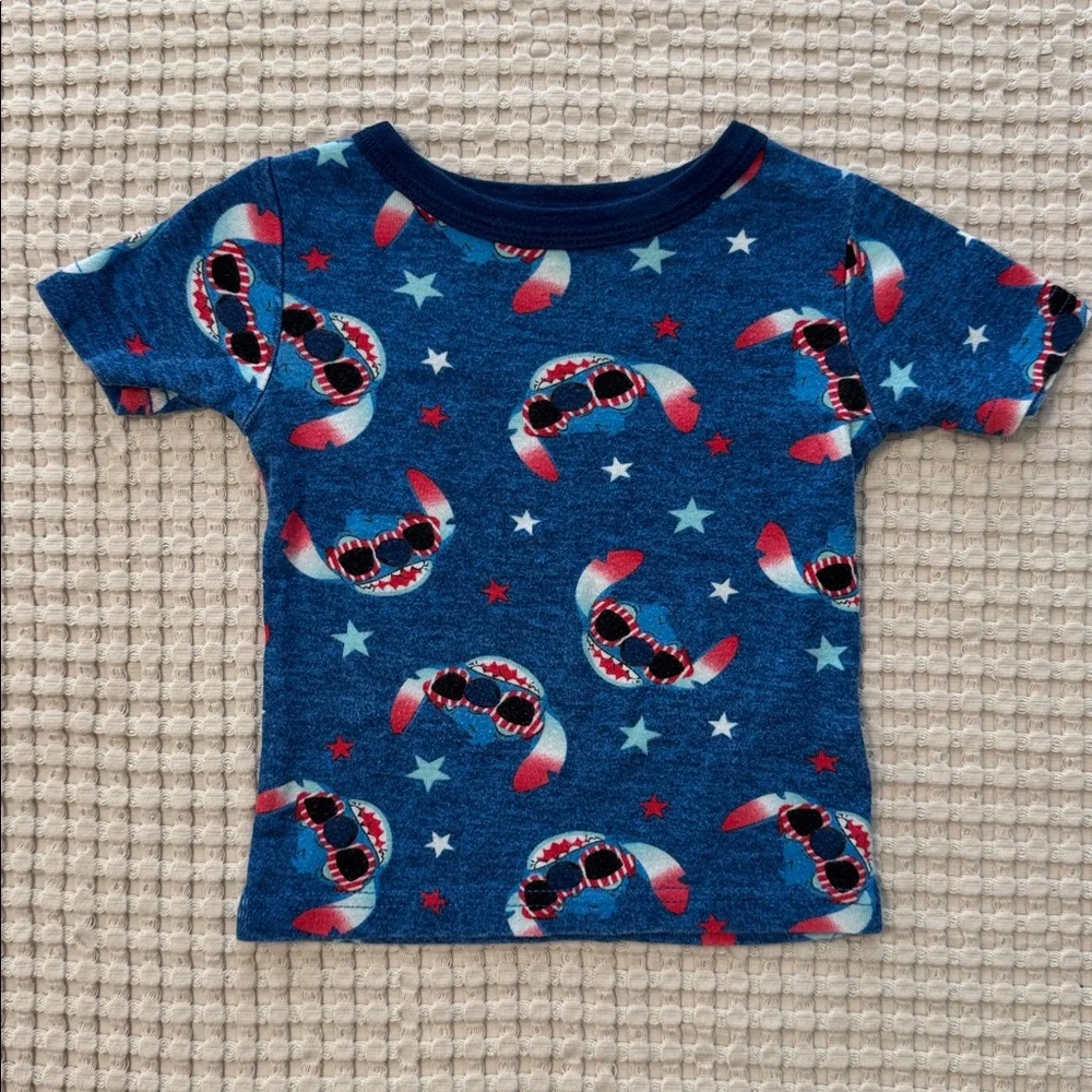 Disney Lilo & Stitch Toddler Pajamas Short Sleeve Unisex PJ Set Red White & Blue